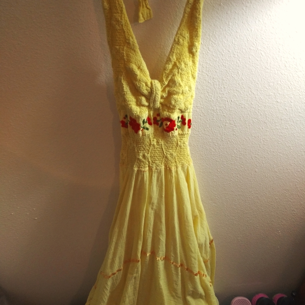 Halter Yellow dress. Made in Mexico.
